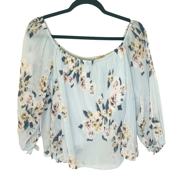 DYNAMITE White Floral Spring Summer Off the Shoulder Blouse Sz Large - Picture 3 of 8